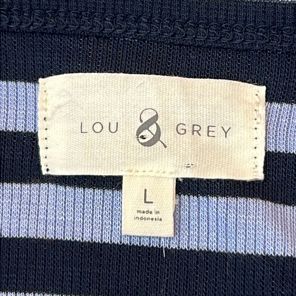 Lou & Gray Womens Top Sz L Blue Striped Rayon Blend Knit Scoop Neck Long Sleeves - Picture 2 of 11